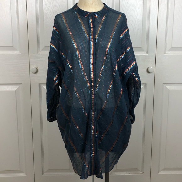 Anthropologie Tops - Anthropology TRYB Beatrix Sapphire Shirt/ Dress NWT